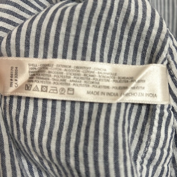 Women's Striped Tunic Popover XS/S Oversized Gray White Blue Tassel Lagenlook - Picture 6 of 7